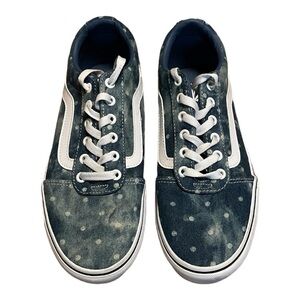 Vans Women's Ward Platform Denim Polka Dot Blue/White - NEW!